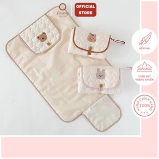 Miếng lót chống thấm miếng lót thay bỉm gấp gọn cho bé cotton cao cấp, gấp gọn tiện dụng