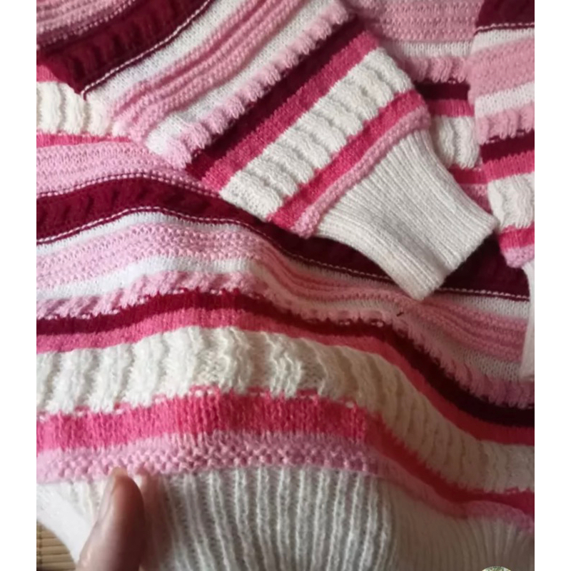 THANH LÝ ÁO LEN KẺ NGANG PHỐI HỒNG NEW