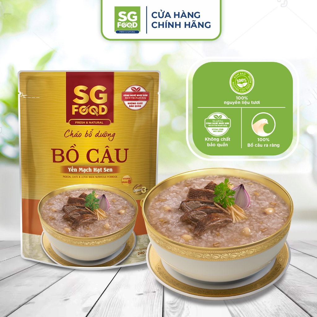 Combo 5 Cháo Bổ Dưỡng Sài Gòn Food 240g (Tổ Yến Cá Hồi, Tổ Yến Hạt Sen, Tổ Yến Bát Bảo, Gà Ác, Bồ Câu)