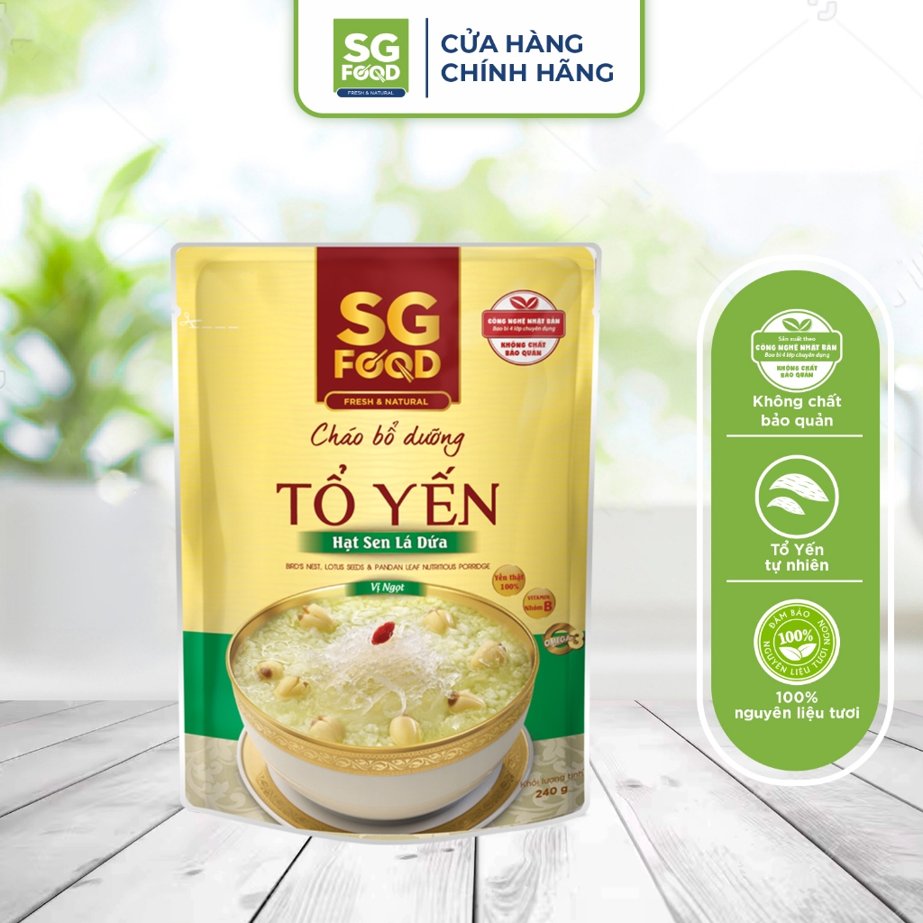 Combo 5 Cháo Bổ Dưỡng Sài Gòn Food 240g (Tổ Yến Cá Hồi, Tổ Yến Hạt Sen, Tổ Yến Bát Bảo, Gà Ác, Bồ Câu)