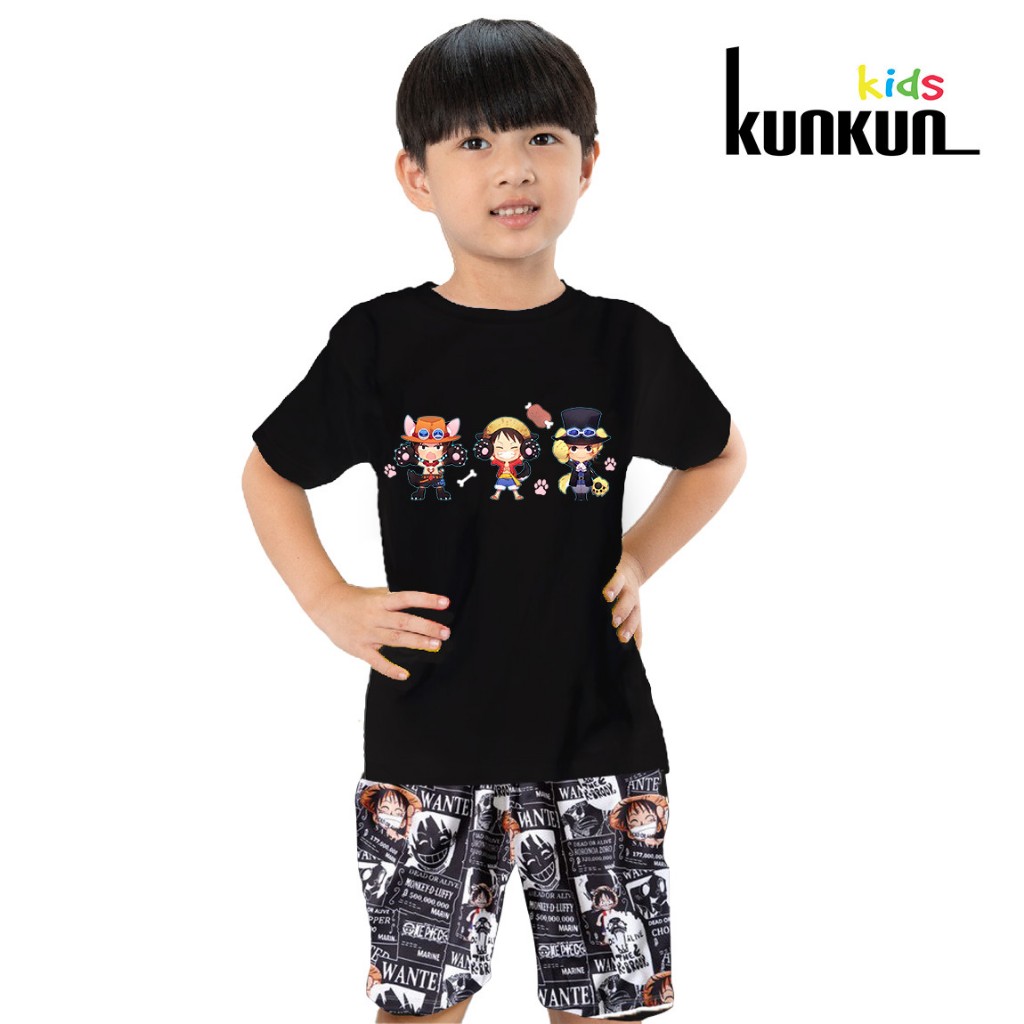 Áo bé trai cotton in 3D hình Luffy Kunkun Kid ACT0007-ACT0008 (Quần mua riêng)