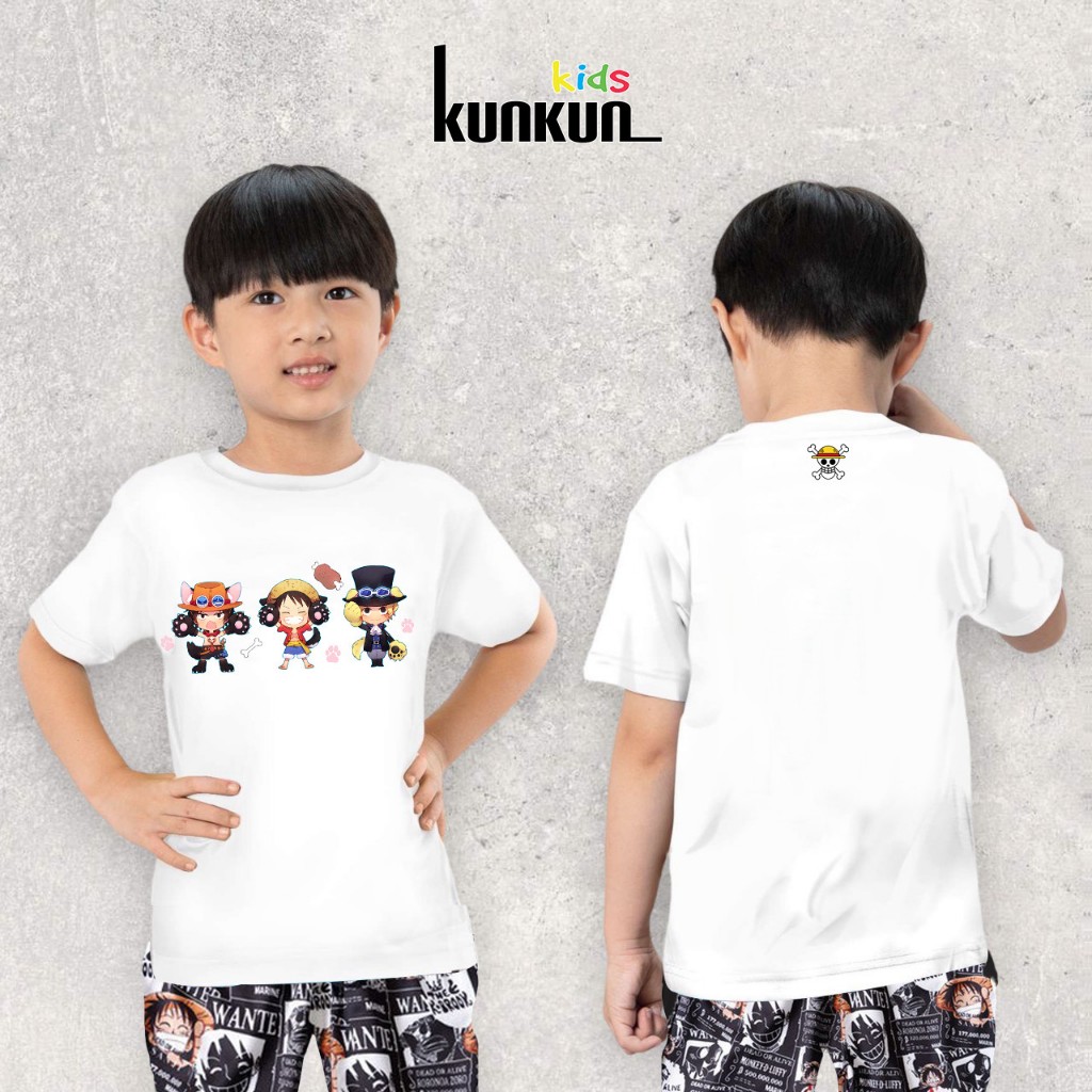 Áo bé trai cotton in 3D hình Luffy Kunkun Kid ACT0007-ACT0008 (Quần mua riêng)