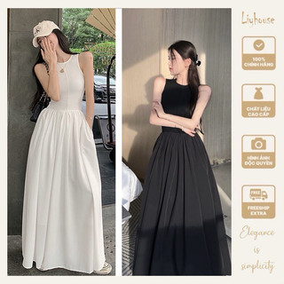 Đầm maxi đi biển sát nách cổ tròn ôm dáng, váy dài đi chơi dáng rộng co giãn cao cấp Ôm gọn