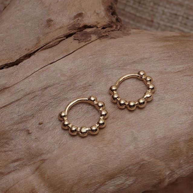 Khuyên tai bạc INS bi nhỏ dáng hoop / Giá 1 chiếc