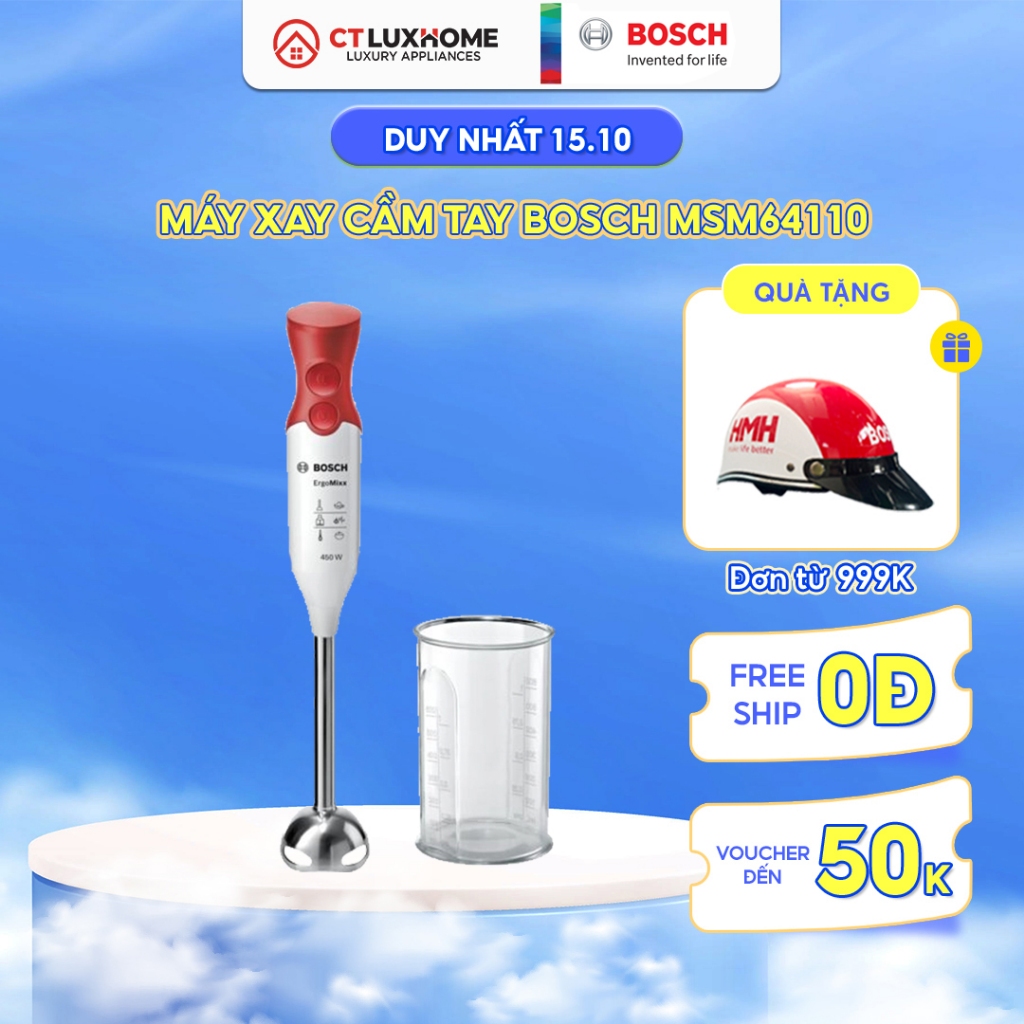 Máy xay thực phẩm cầm tay Bosch MSM64110 450W, 220V, 50/60Hz, Kèm cốc trộn