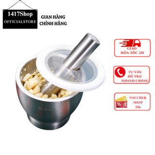 Bộ cối chày inox 304 không gỉ giã cua đâm tỏi ớt có nắp nhựa