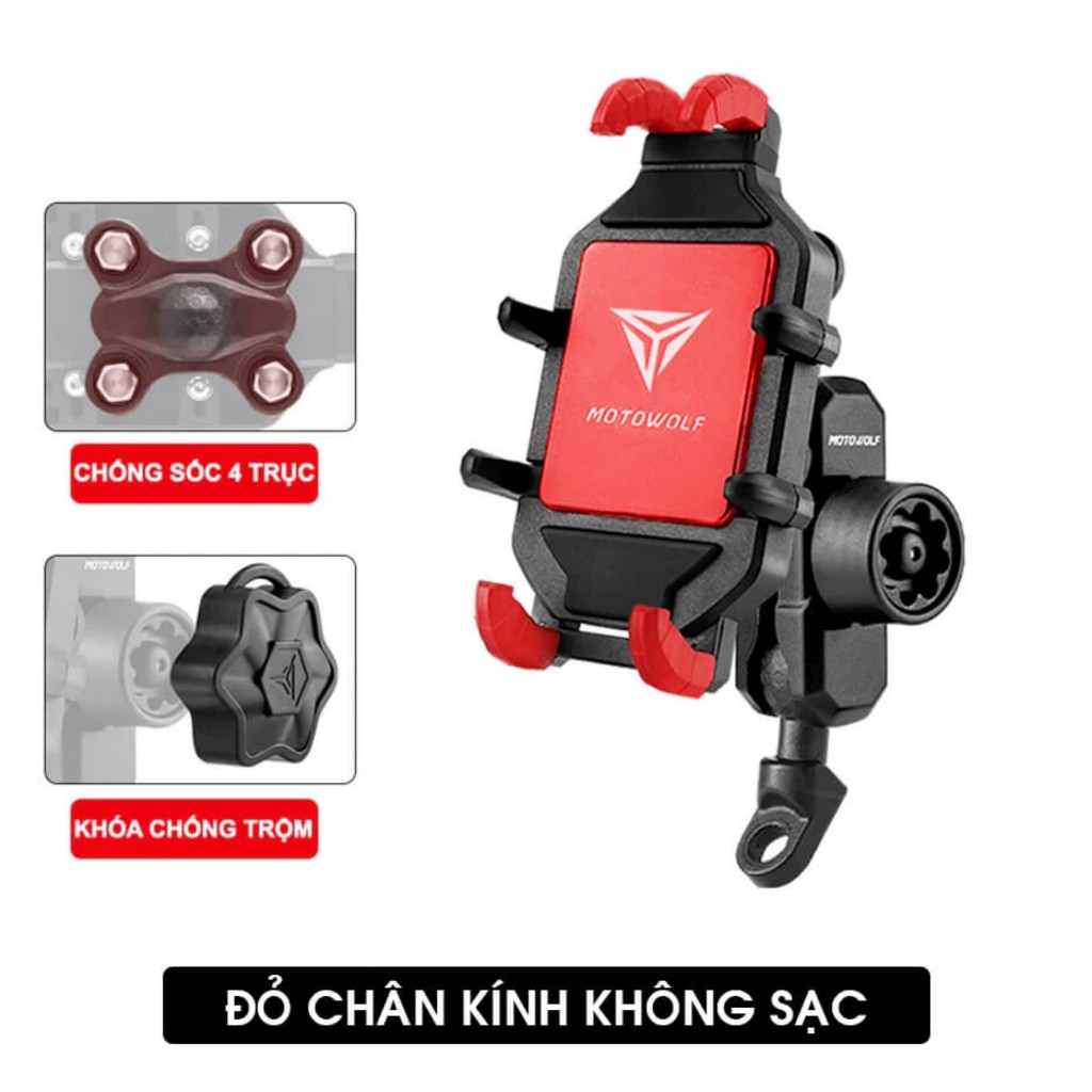 Giá Gắn Điện Thoại Xe Máy Motowolf MDL 2827 🏍️FREESHIP🏍️ Có Tích Hợp Chống Rung, Sạc Pin Không Dây, Sạc Pi
