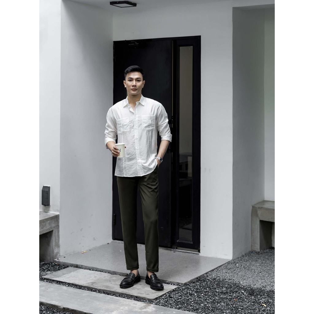 Áo Sơ Mi Nam Parallel White Onpock, Chất Vải Linen Xược Thoải Mái, SM0071, SOMEHOW