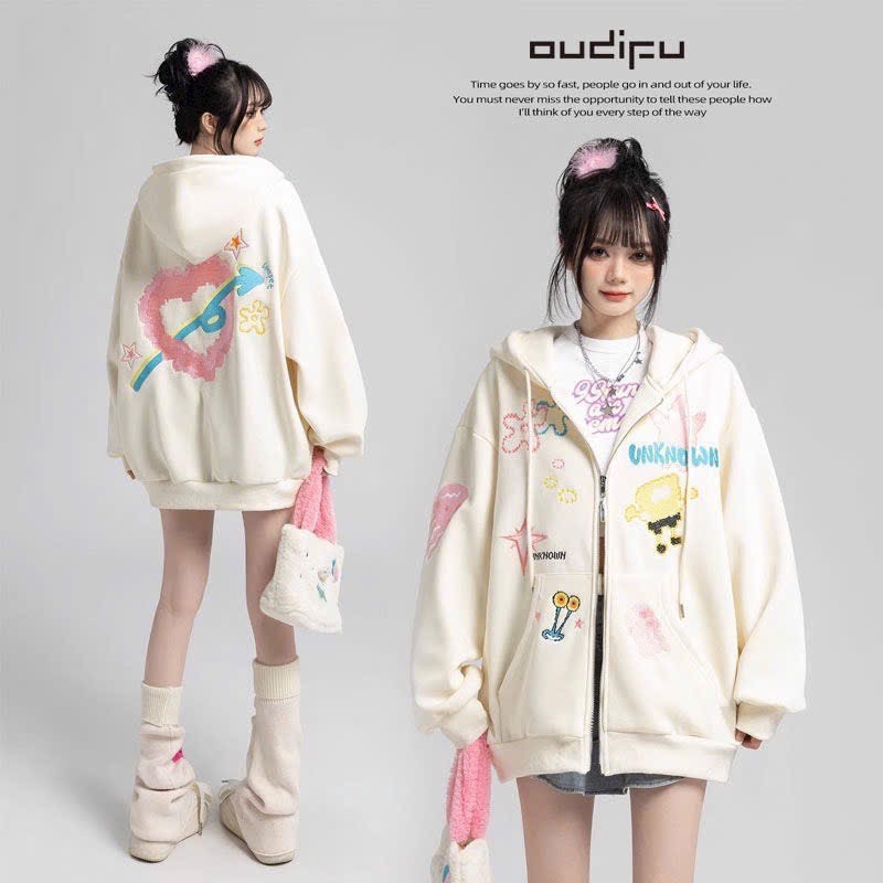 Áo khoác hoodie zip nam nữ Thời Trang Thường Ngày Hàn Quốc 2024 NEW Phong cách Độc đáo dây kéo LOCAL