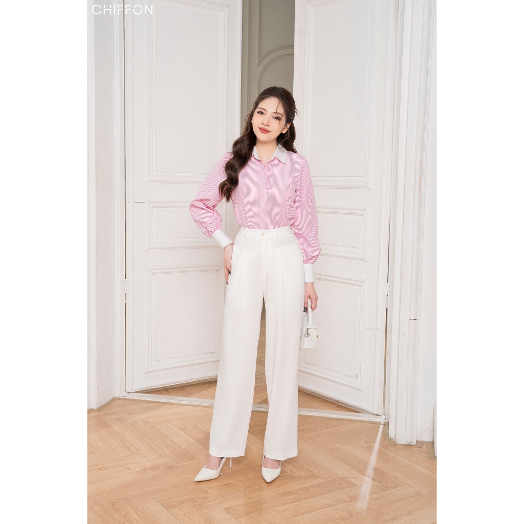 Áo sơ mi nữ kẻ sọc dài tay Chiffon