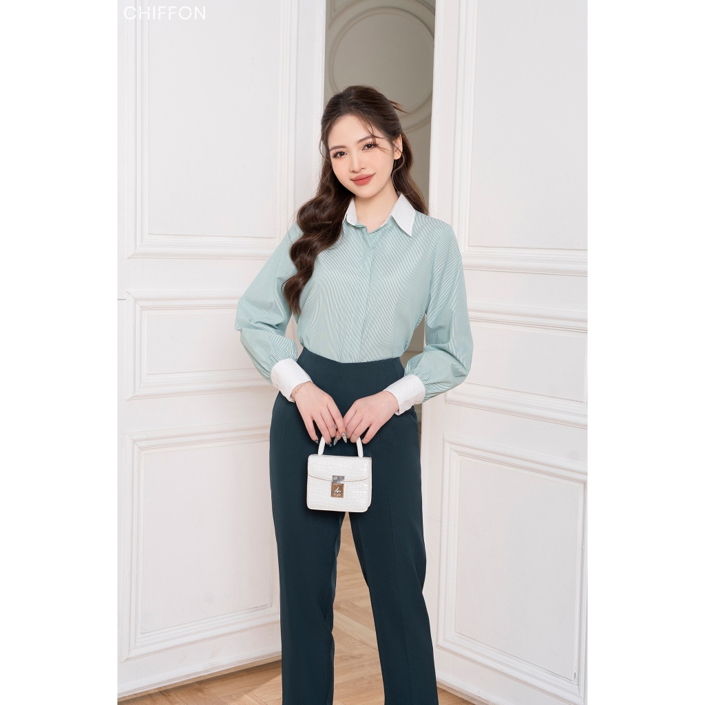 Áo sơ mi nữ kẻ sọc dài tay Chiffon