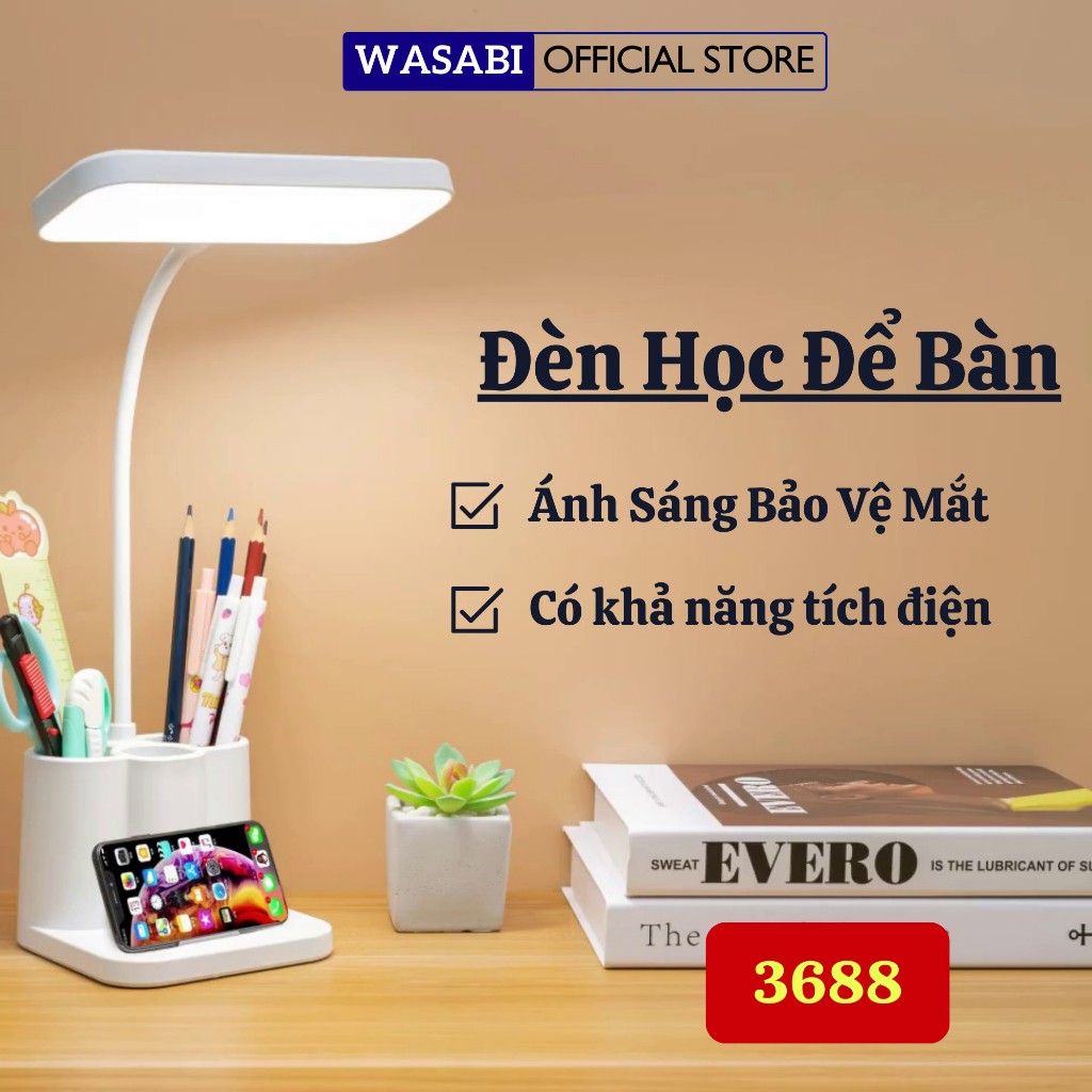 Đèn Học Chống Cận Wasabi 3 Màu Ánh Sáng Bảo Vệ Mắt