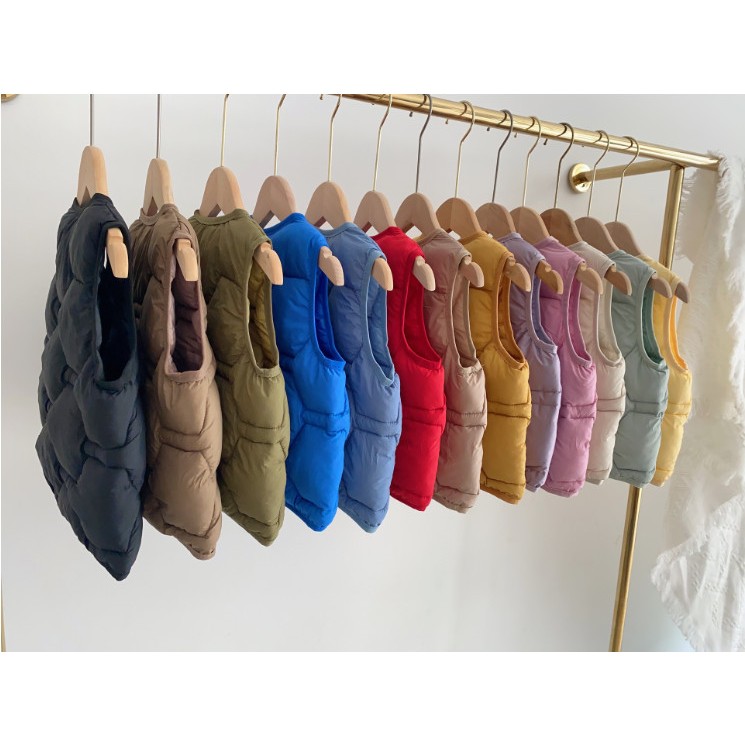 Áo phao Gile trần bông đơn sắc Quảng Châu siêu nhẹ cho bé trai, bé gái