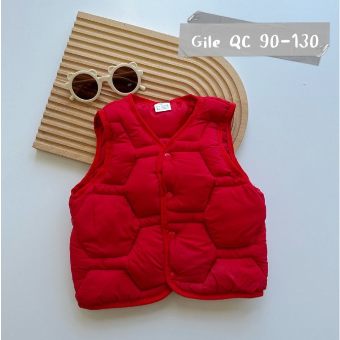 Áo phao Gile trần bông đơn sắc Quảng Châu siêu nhẹ cho bé trai, bé gái