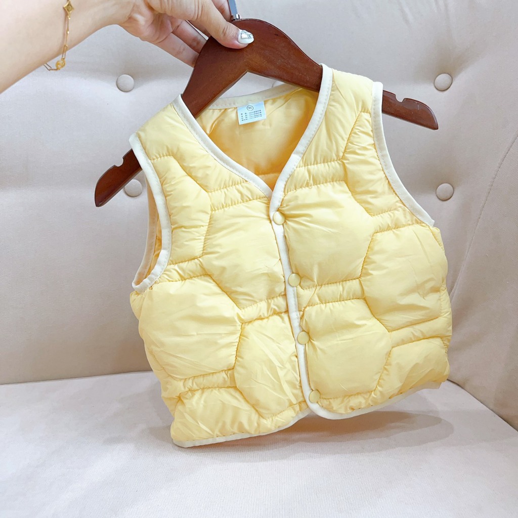 Áo phao Gile trần bông đơn sắc Quảng Châu siêu nhẹ cho bé trai, bé gái