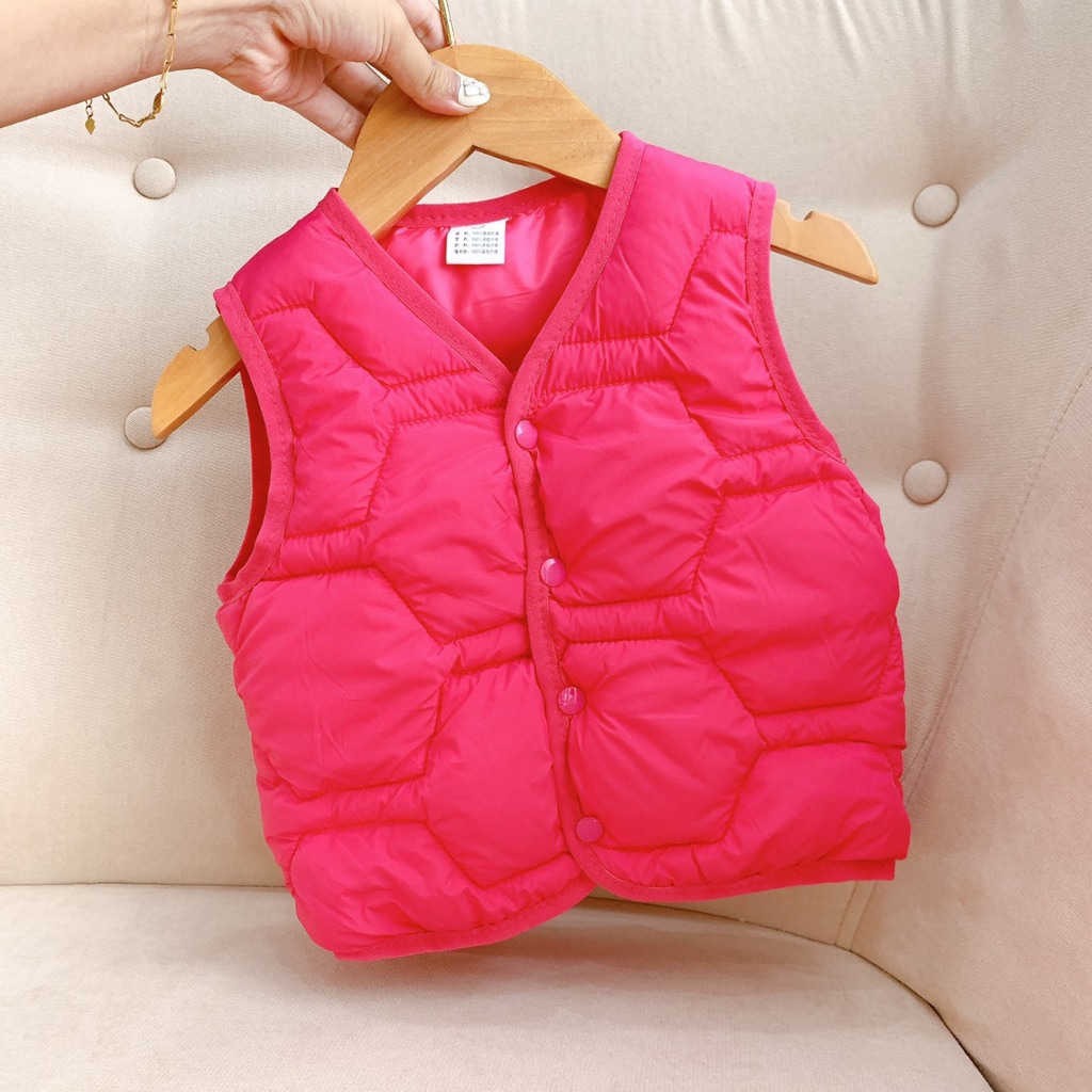 Áo phao Gile trần bông đơn sắc Quảng Châu siêu nhẹ cho bé trai, bé gái