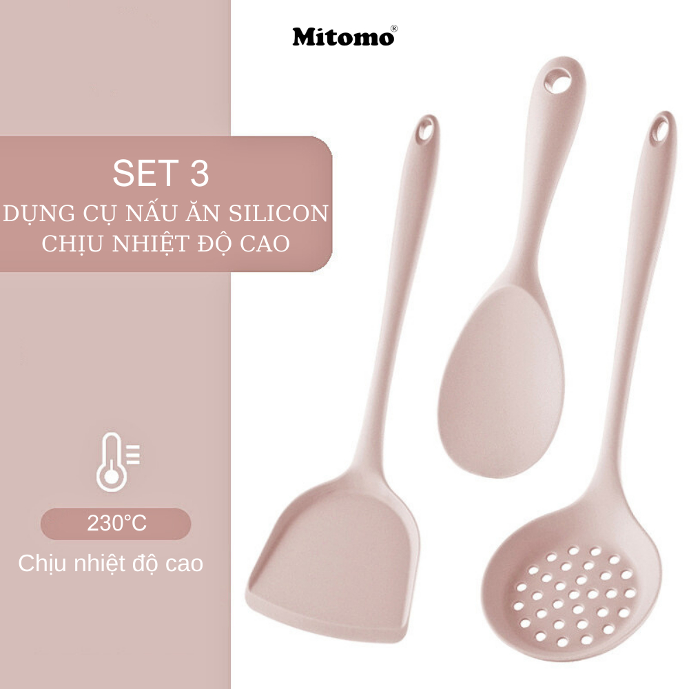 Bộ muỗn làm bếp Mitomo 7 món, cao cấp chịu nhiệt an toàn tuyệt đối - Háng chính hãng