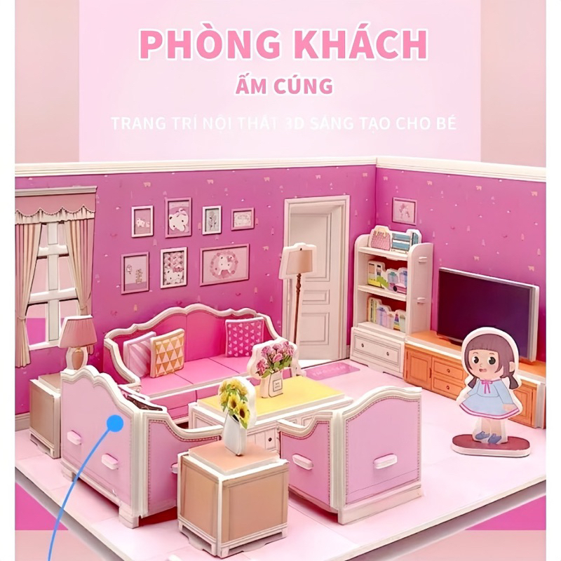 Đồ Chơi Xếp Hình Lắp Ráp 3D Thiết Kế Nội Thất Ngôi Nhà Sansanvu Cho Bé