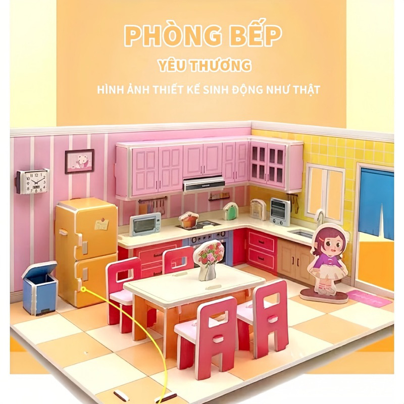 Đồ Chơi Xếp Hình Lắp Ráp 3D Thiết Kế Nội Thất Ngôi Nhà Sansanvu Cho Bé