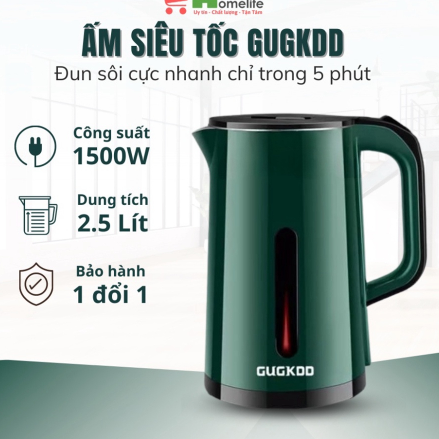 Ấm Siêu Tốc Cuckoo 2 Lớp, Công Suất Lớn 1500W, Ấm Đun Nước Siêu Tốc Dung Tích 2.5L An Toàn Tiết Kiệm Điện_ST3