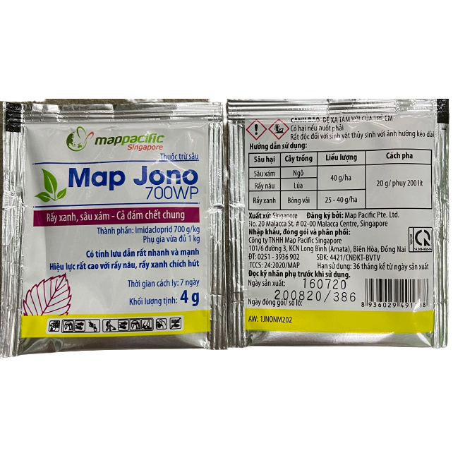 COMBO 5 GÓI )chế phẩm trừ sâu Map Jono 700wp  gói 4g Mappacific,rầy nâu rệp sáp bọ trĩ hoạt chất Imidaclopr HG