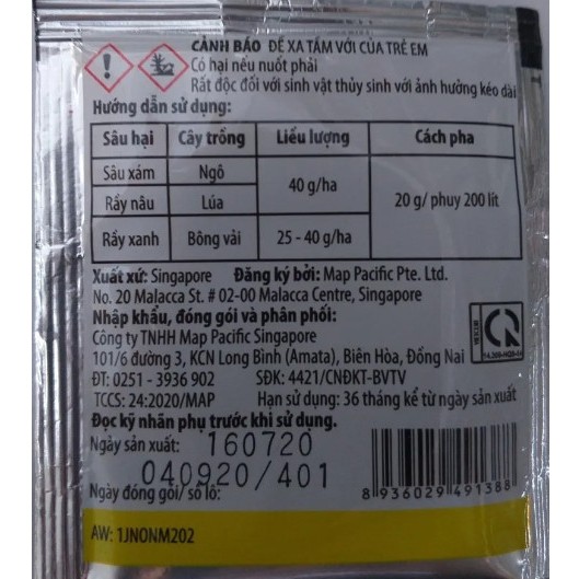 COMBO 5 GÓI )chế phẩm trừ sâu Map Jono 700wp  gói 4g Mappacific,rầy nâu rệp sáp bọ trĩ hoạt chất Imidaclopr HG