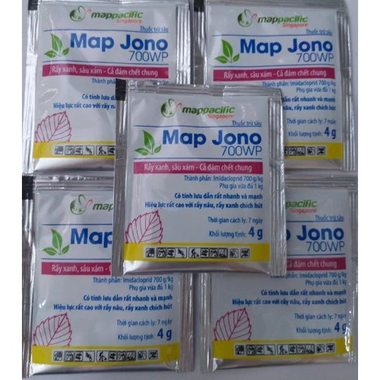 COMBO 5 GÓI )chế phẩm trừ sâu Map Jono 700wp  gói 4g Mappacific,rầy nâu rệp sáp bọ trĩ hoạt chất Imidaclopr HG