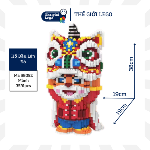 Bearbrick xếp hình LEGO Hổ Múa Lân 38cm, Đồ Chơi Xếp Hình Độc Đáo