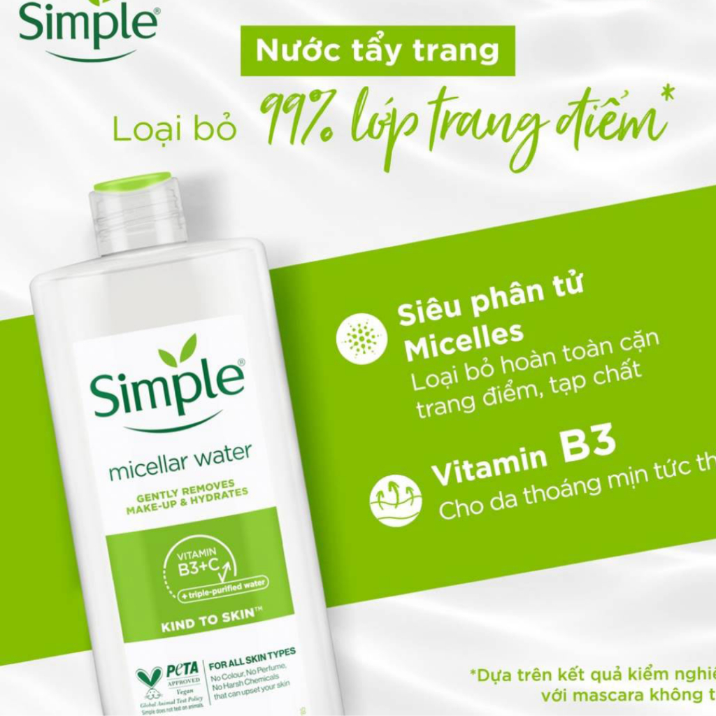 Nước Tẩy Trang Simple Kind To Skin Micellar Cleansing Water