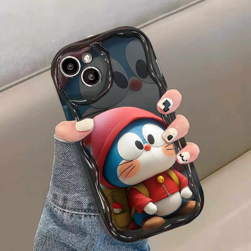 Ốp Lưng Điện Thoại IPhone Viền Cong Hoạ Tiết Hình Doraemon Hoạt Hình 3D XR 11 14 12 13 Pro Max X 7 8 6s 6 Plus XS Max