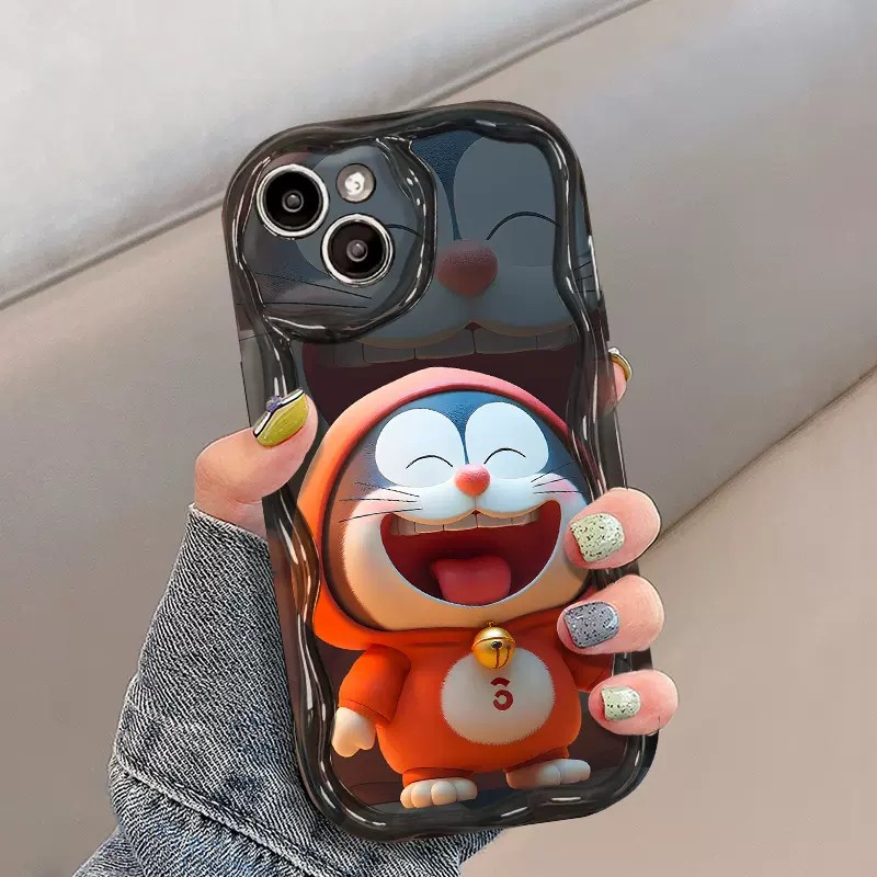 Ốp Lưng Điện Thoại IPhone Viền Cong Hoạ Tiết Hình Doraemon Hoạt Hình 3D XR 11 14 12 13 Pro Max X 7 8 6s 6 Plus XS Max