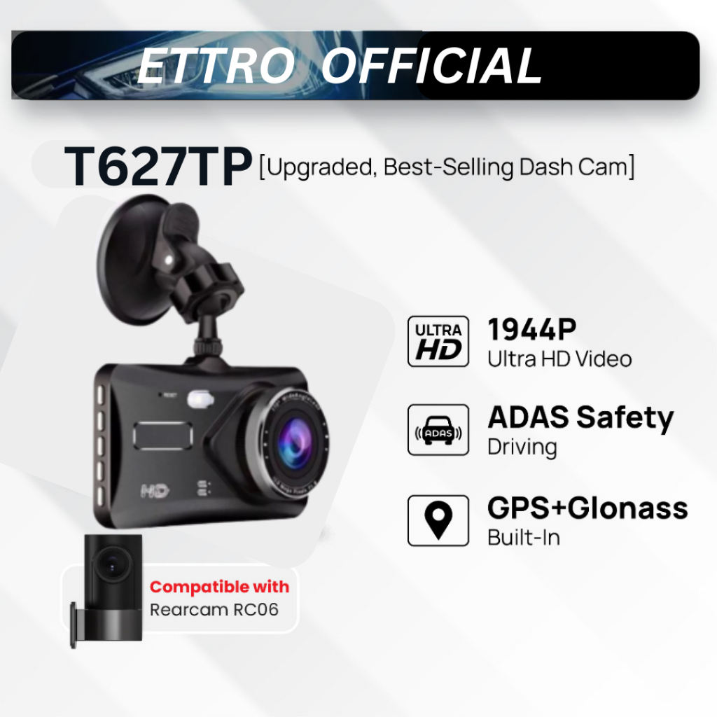 Ettro T672TP Camera hành trình Tích hợp máy ghi âm xe GPS 1440P Chế độ đỗ xe ADAS ghi hình ban đêm ké