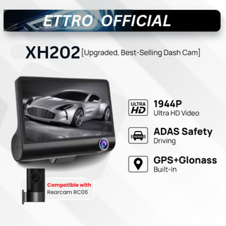 🌟NEW 2023 🌟XH202 3in1 Camera hành trình ô tô DVR HD 1080P 170 Máy ghi chu kỳ góc rộng G-Sensor 3 IN 1 Dashcam S