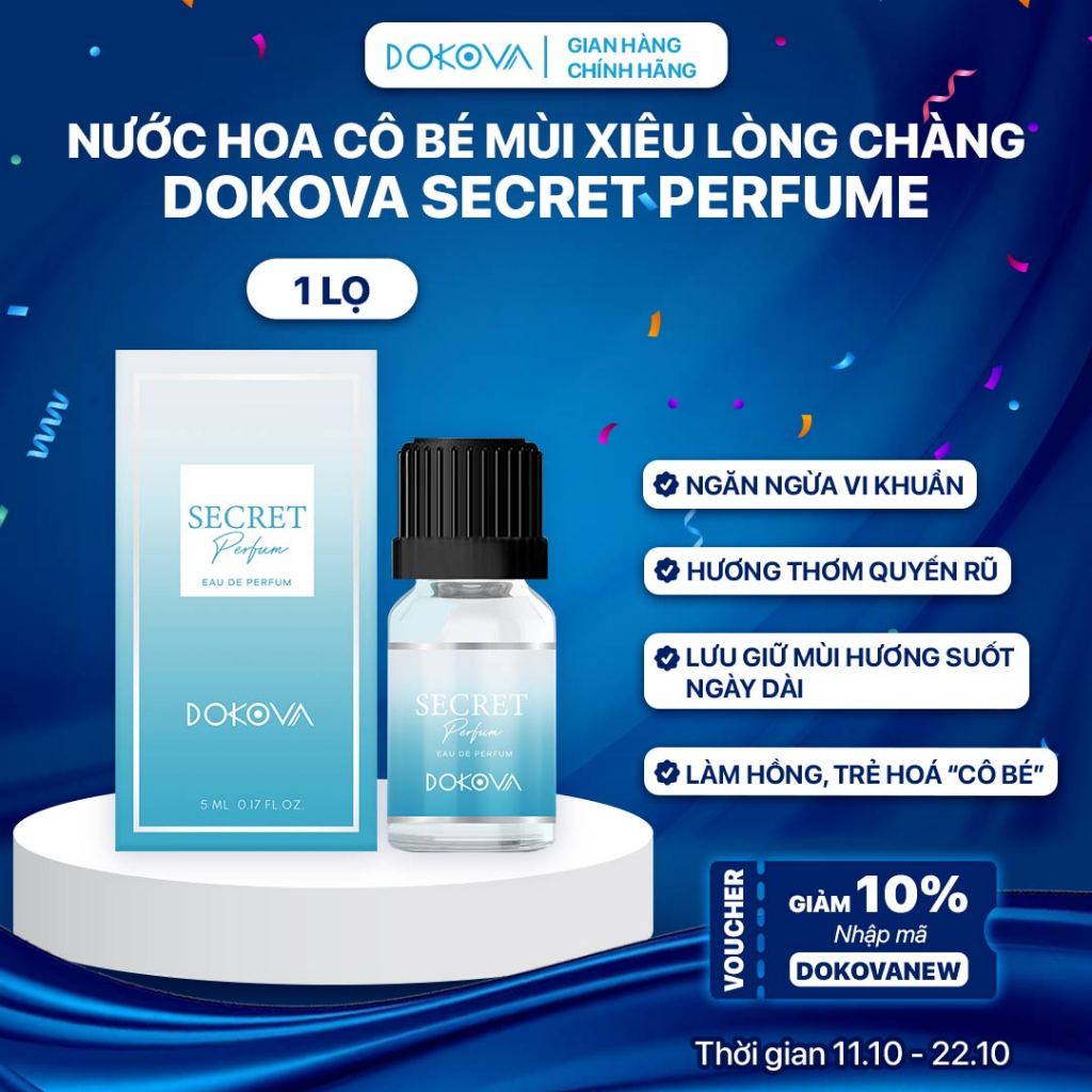 Nước Hoa Vùng Kín Cao Cấp DOKOVA SECRET PERFUME Hương Thơm Quyến Rủ Đê Mê Suốt Ngày Dài Lọ 5ml - Hàng Chính Hãng