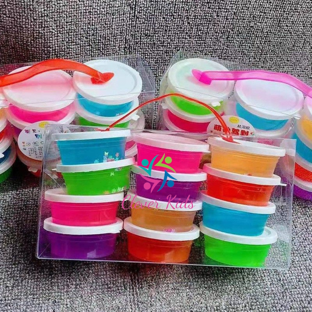 Đồ chơi bộ 12 hộp slam, chất nhơn ma quái Slime cho bé thỏa sức sáng tạo