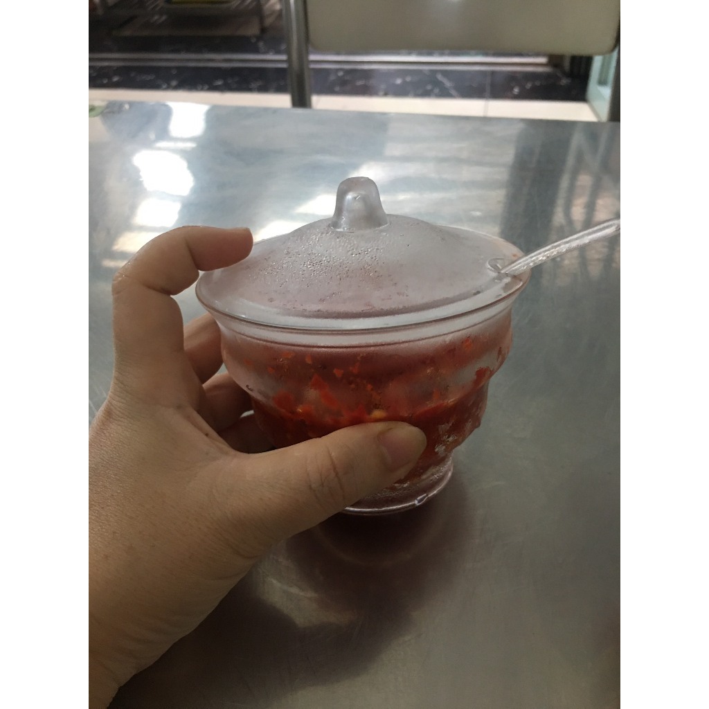 Hũ đựng gia vị ớt bầm, sa tế có muỗng và nắp đậy nhựa Acrylic nhiều màu  HU12 - 100ml/270ml/570ml