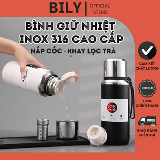Bình Giữ Nhiệt BOSS Inox 316 Cao Cấp, Bình Giữ Nhiệt Pha Trà Dung Tích 1500ml Kèm Lõi Lọc Trà Và Nắp Làm Cốc Có Tay Cầm