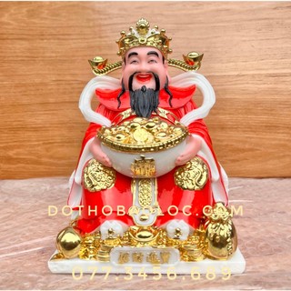 Tượng Ông Thần Tiền Đá nhập khẩu cao cấp cao 20cm – màu đỏ