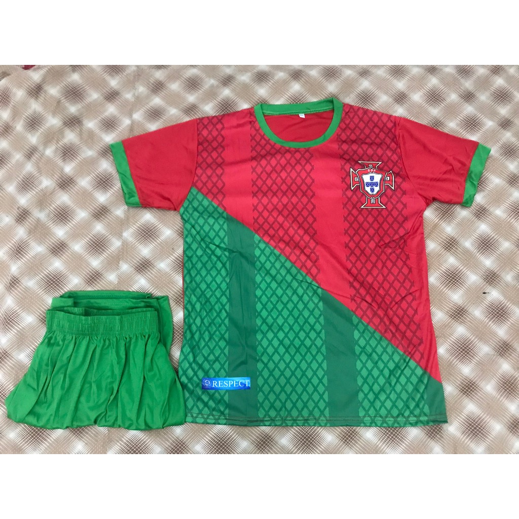 Áo thể thao phối 3D, ĐT Bồ đồ nha, chất liệu vải thun lạnh, thoáng mát, thấm hút mồ hôi