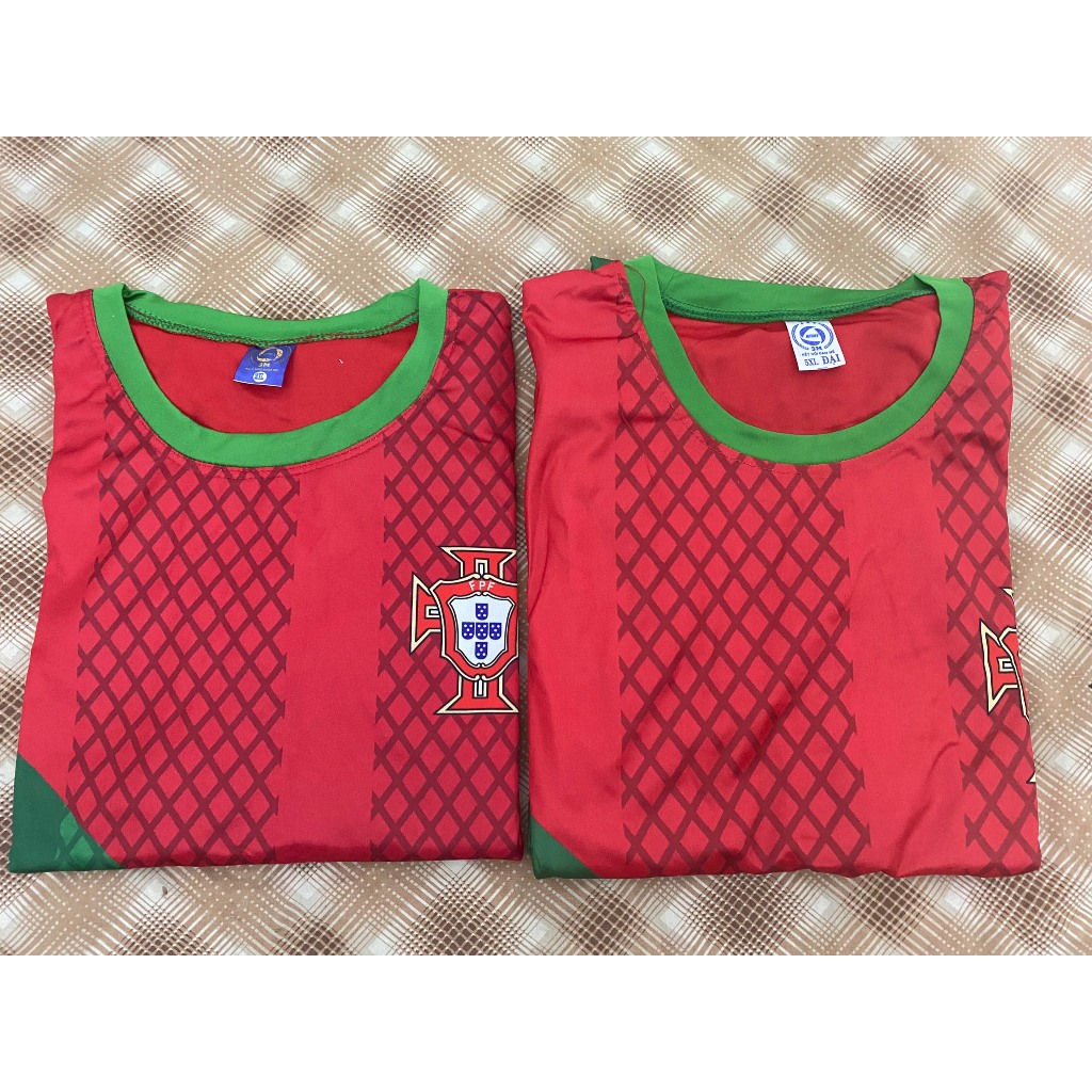 Áo thể thao phối 3D, ĐT Bồ đồ nha, chất liệu vải thun lạnh, thoáng mát, thấm hút mồ hôi