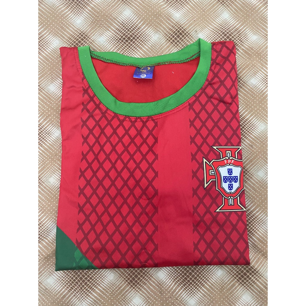 Áo thể thao phối 3D, ĐT Bồ đồ nha, chất liệu vải thun lạnh, thoáng mát, thấm hút mồ hôi