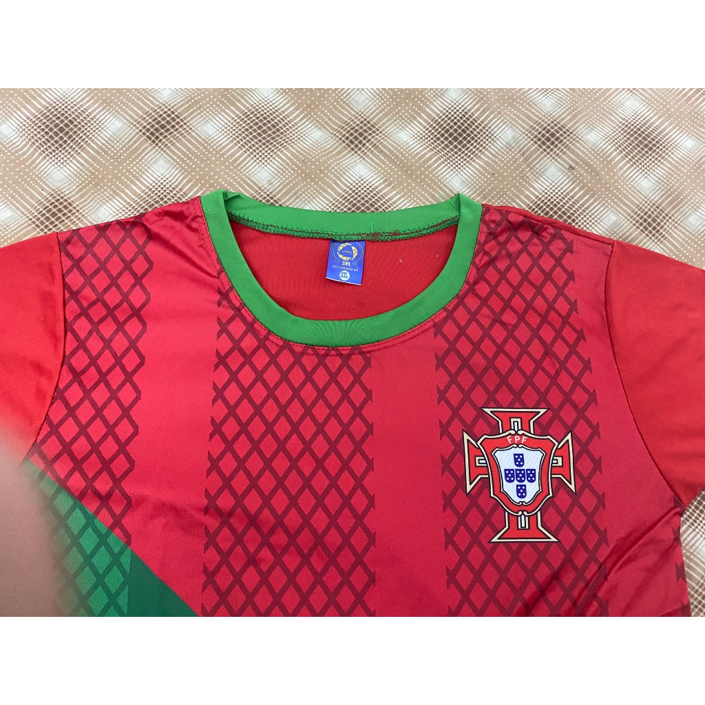 Áo thể thao phối 3D, ĐT Bồ đồ nha, chất liệu vải thun lạnh, thoáng mát, thấm hút mồ hôi