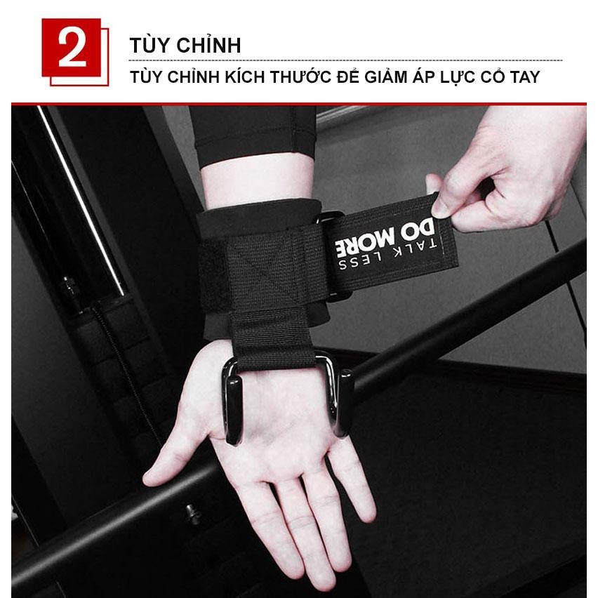 Dây cuốn cổ tay có móc Aolikes, Găng tay tập xà đơn có móc thép trợ lực nâng đẩy tạ, kéo xà, kéo xô, Deadlift