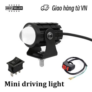 Đèn trợ sáng mini bi cầu 2 mầu cos vàng pha trắng, chứa công tắc