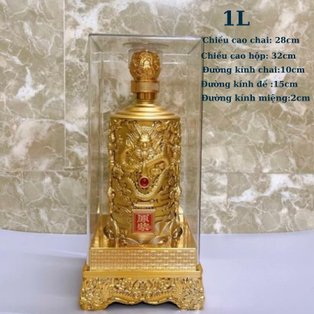 Bình Đựng Rượu Đế Vương 1L Khảm Rồng Vàng
