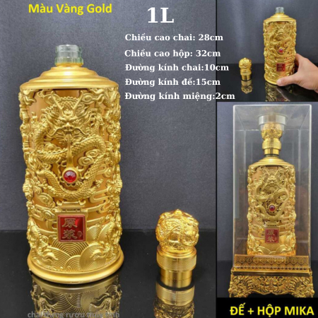 Bình Đựng Rượu Đế Vương 1L Khảm Rồng Vàng