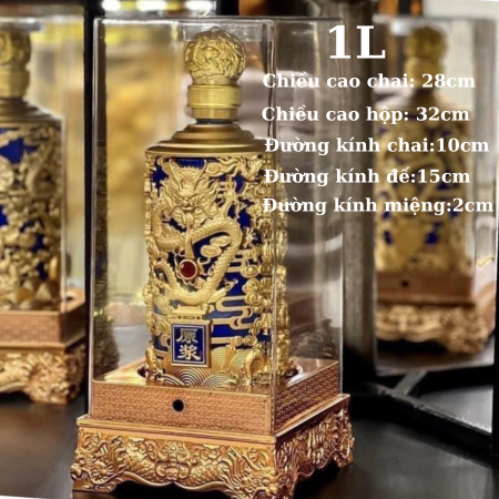 Bình Đựng Rượu Đế Vương 1L Khảm Rồng Vàng