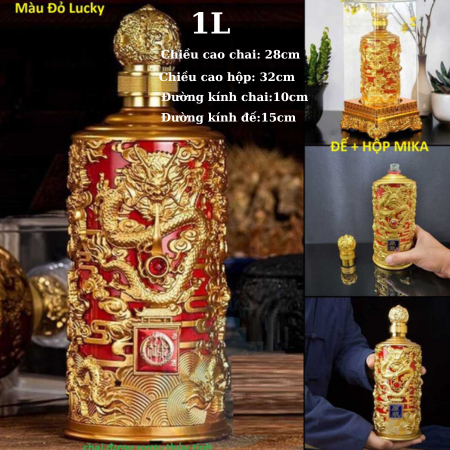 Bình Đựng Rượu Đế Vương 1L Khảm Rồng Vàng
