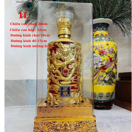 Bình Đựng Rượu Đế Vương 1L Khảm Rồng Vàng
