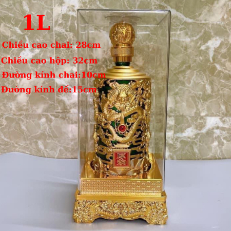 Bình Đựng Rượu Đế Vương 1L Khảm Rồng Vàng